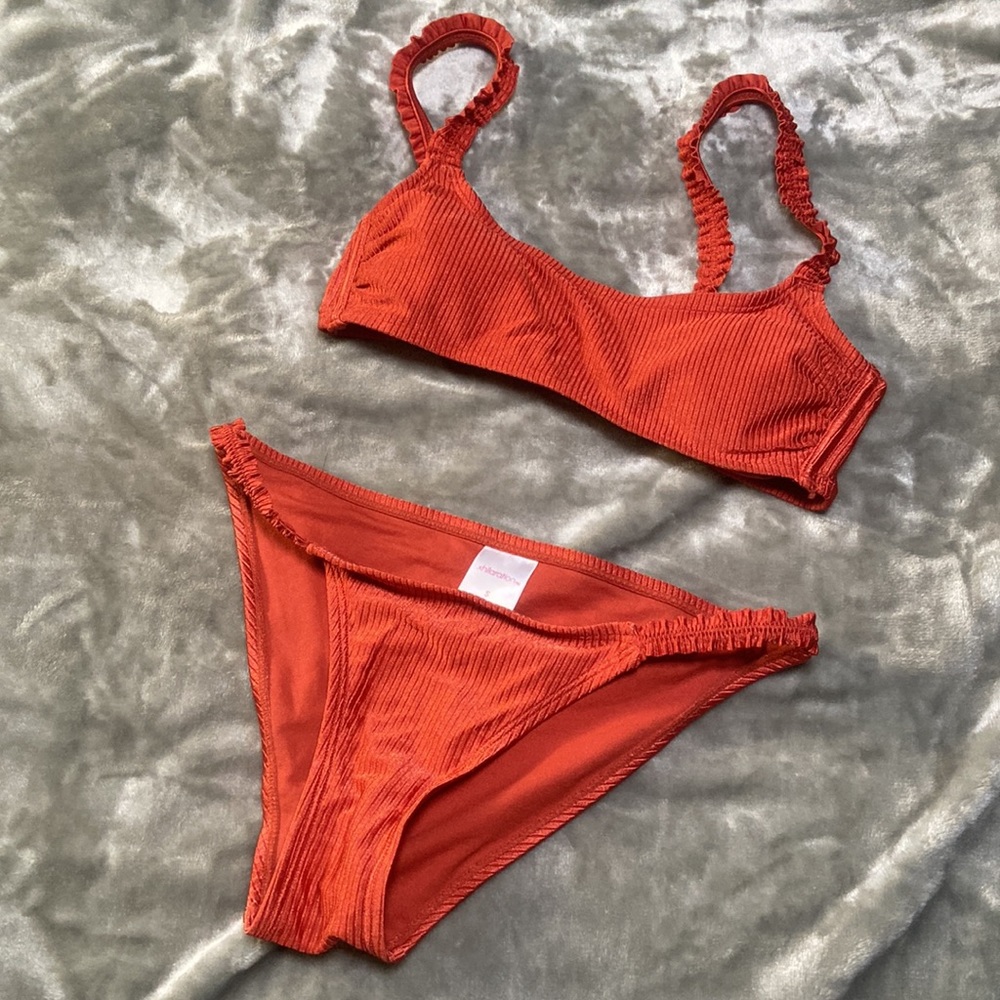 Ruffled Orange Bikini